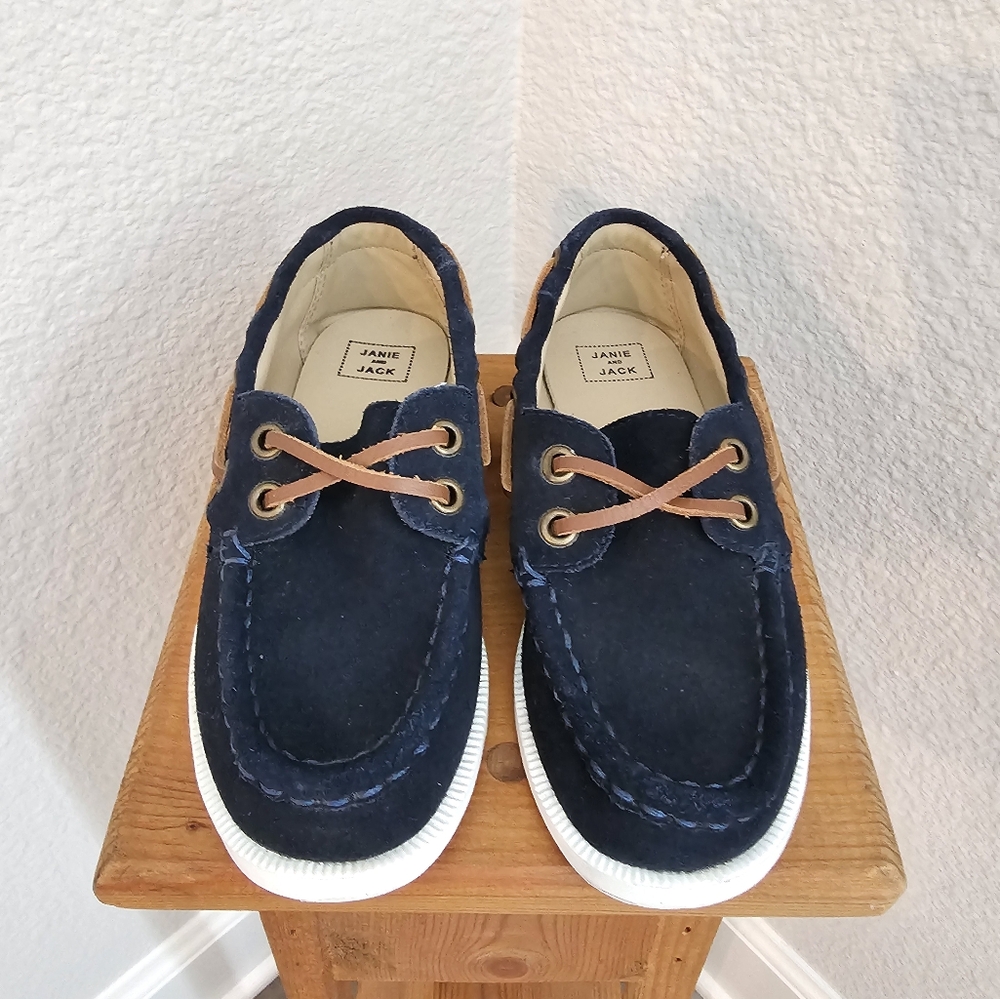 Janie and Jack Blue Suede Boat Shoes